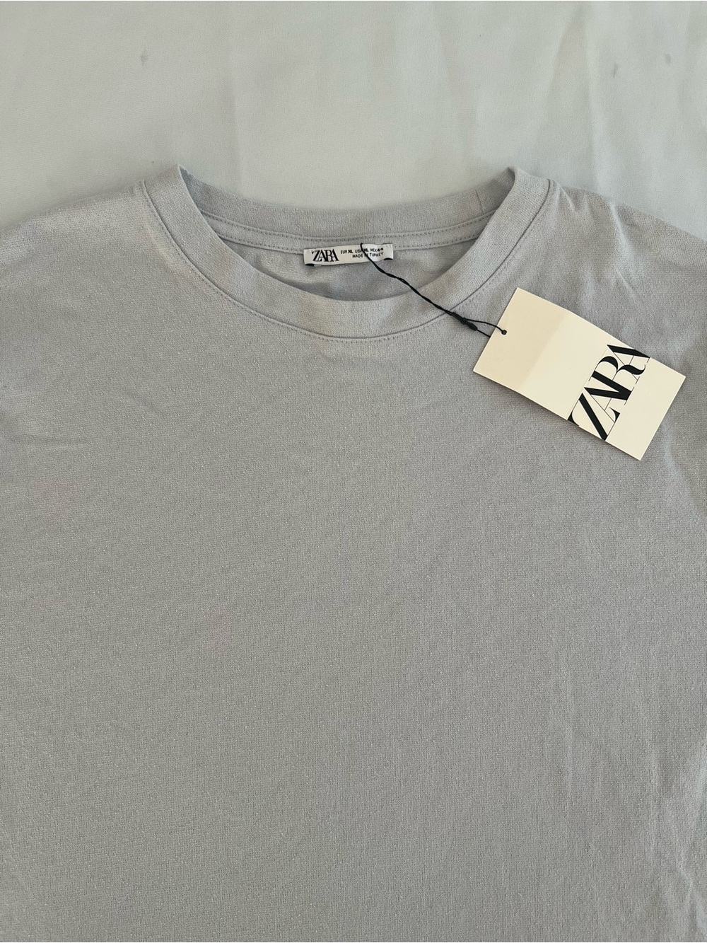 Zara Men Short Sleeve Crew Neck T-Shirt in Light Gray